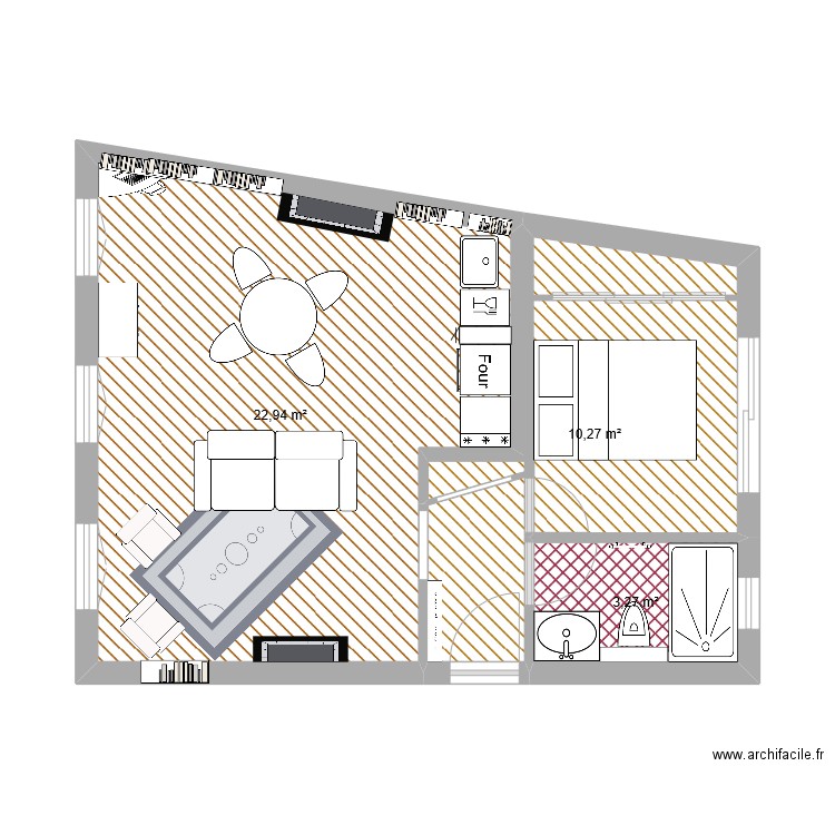 appart Stal. Plan de 3 pièces et 36 m2