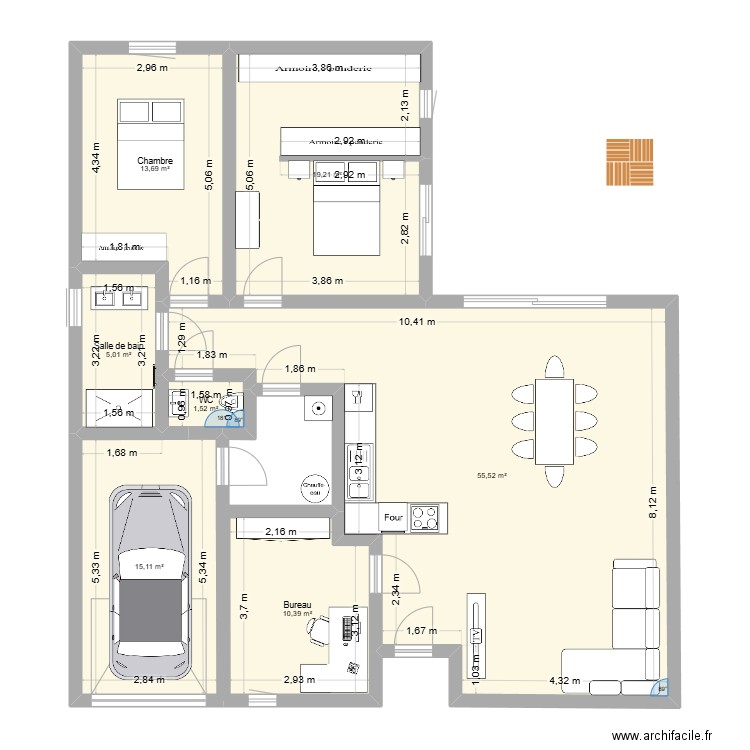 Maison. Plan de 7 pièces et 120 m2