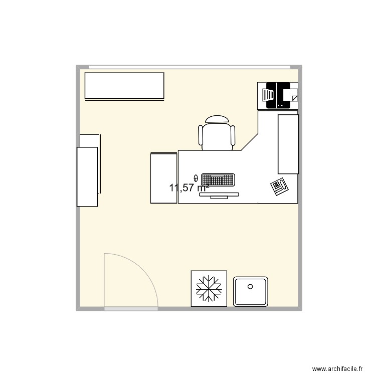 Bureau 1er étage mélanie. Plan de 1 pièce et 12 m2