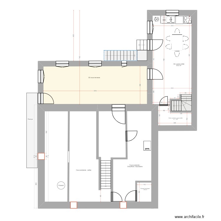 Projet_RDF_SS_006 avec escalier cave. Plan de 1 pièce et 25 m2