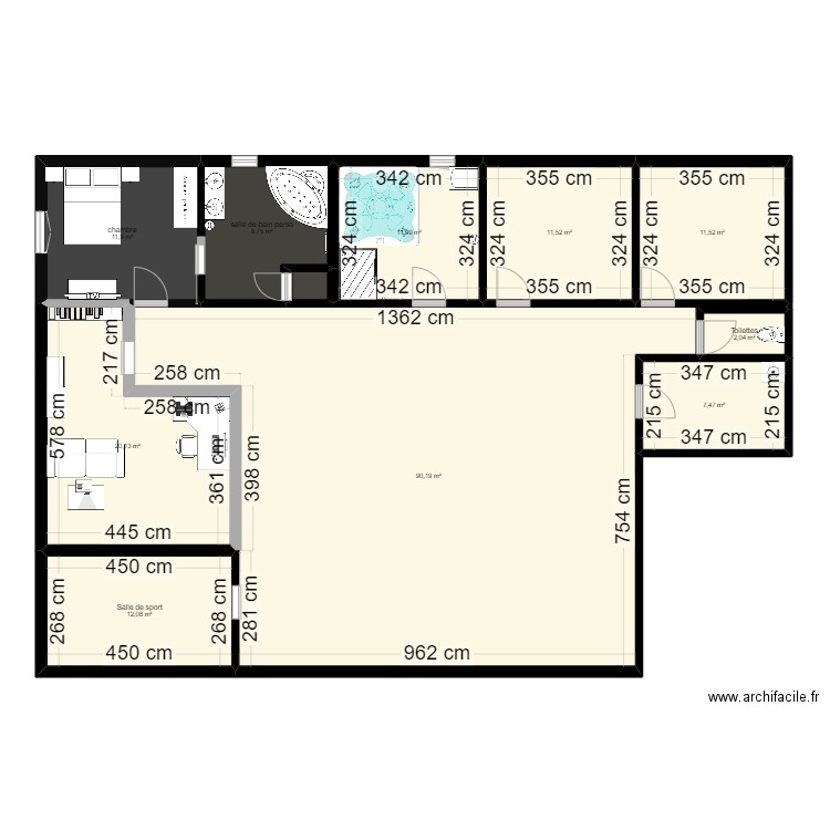 Maison idéale. Plan de 11 pièces et 187 m2