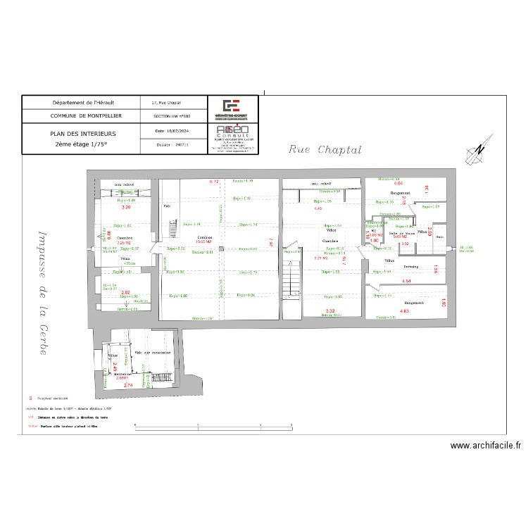 2 eme étage plan géomètre vierge. Plan de 0 pièce et 0 m2