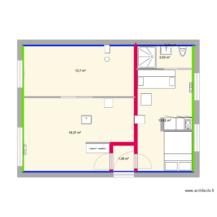 BARRAL 3. Plan de 6 pièces et 50 m2