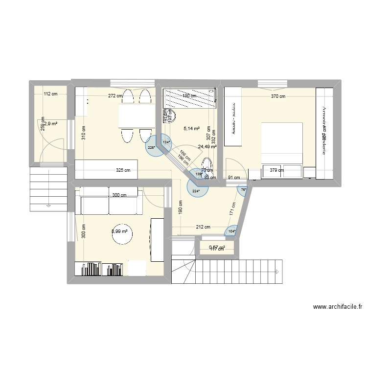 PROJET VIEILLESSE 73230. Plan de 5 pièces et 42 m2