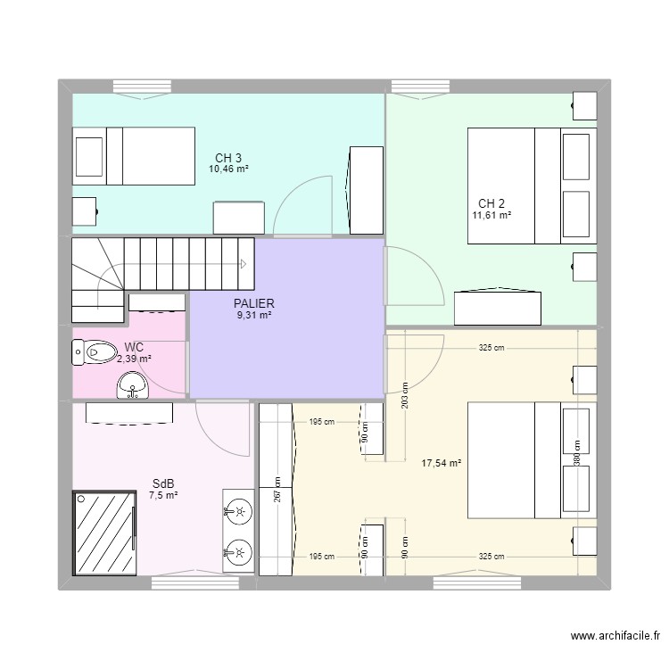 marseille. Plan de 6 pièces et 59 m2