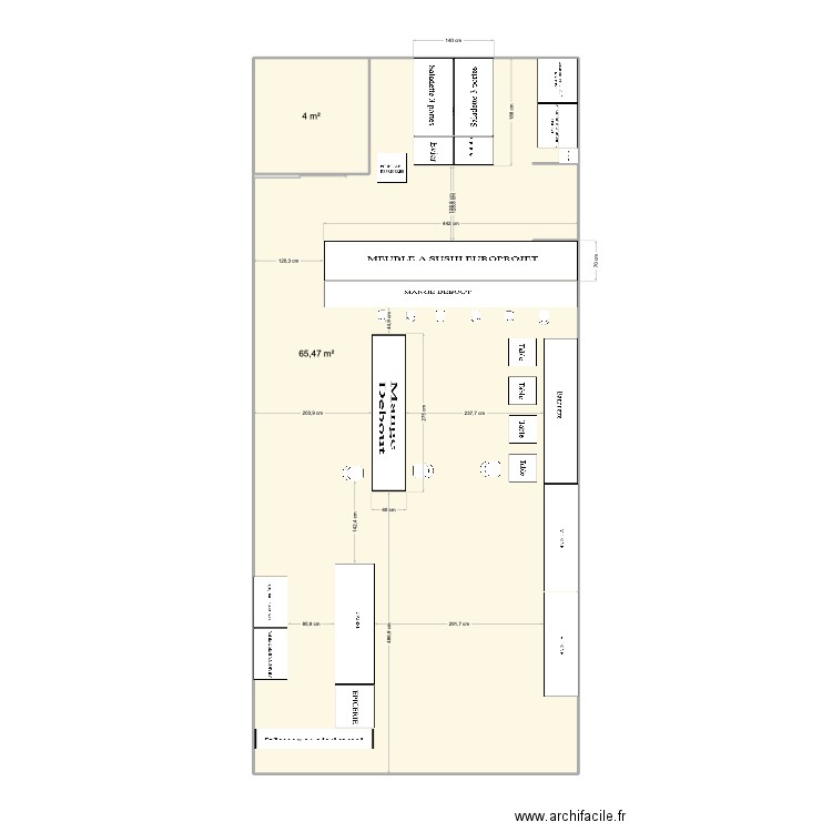 BEAUGRENELLE . Plan de 2 pièces et 69 m2