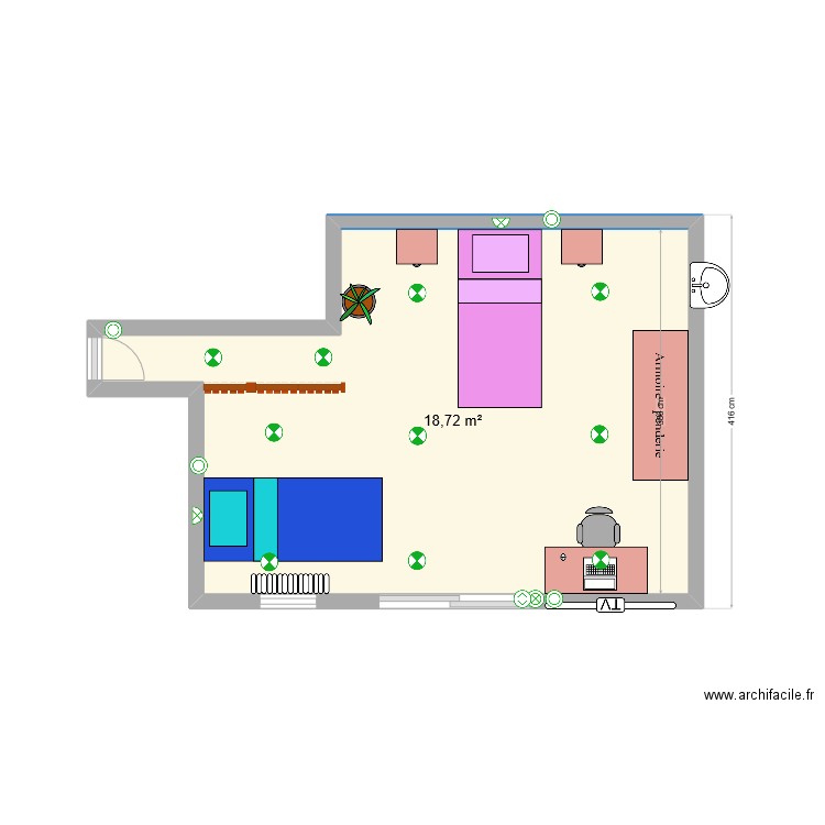 Chambre éléctricité. Plan de 1 pièce et 19 m2