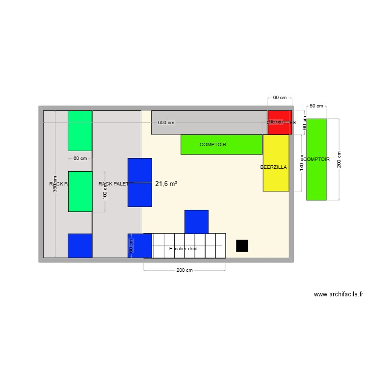 SALLE FONDS. Plan de 1 pièce et 22 m2