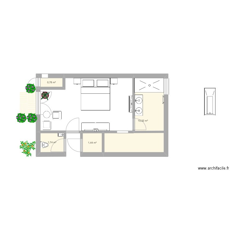 master bedroom 2. Plan de 4 pièces et 14 m2