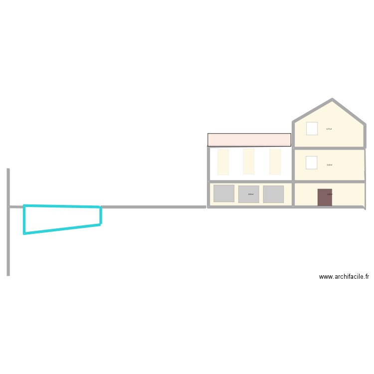 plan coupe piscine HAWAI. Plan de 4 pièces et 113 m2