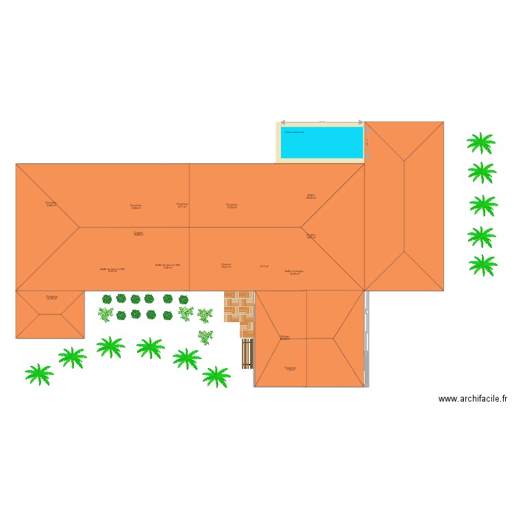 BECEDI 2 TOITURE. Plan de 15 pièces et 198 m2