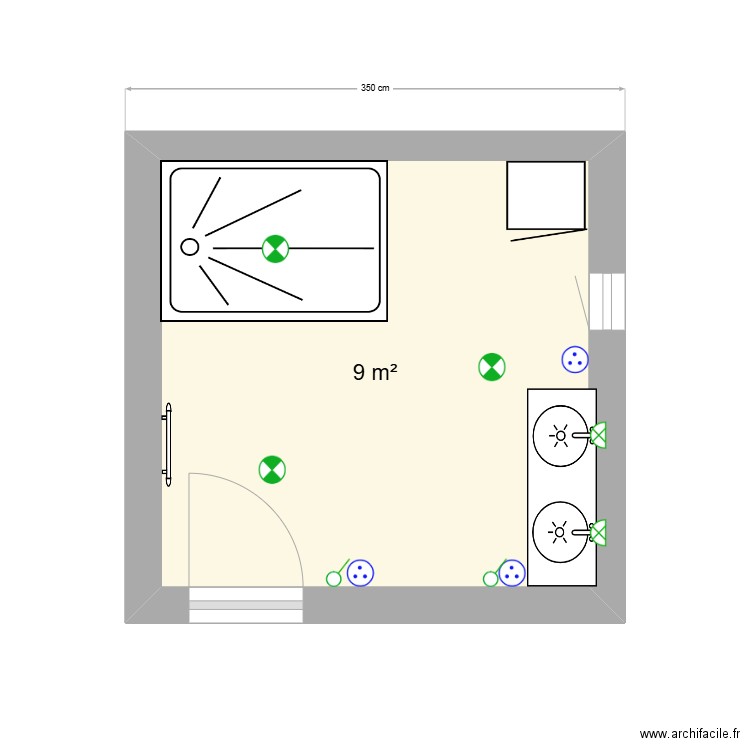 plan sdb M.MOREL. Plan de 1 pièce et 9 m2