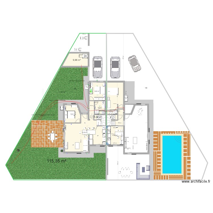 PLANV34. Plan de 17 pièces et 218 m2