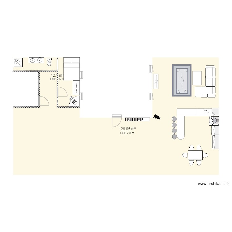 Maison justine. Plan de 2 pièces et 138 m2