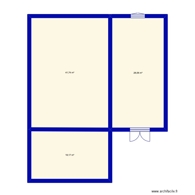 garenne. Plan de 3 pièces et 88 m2