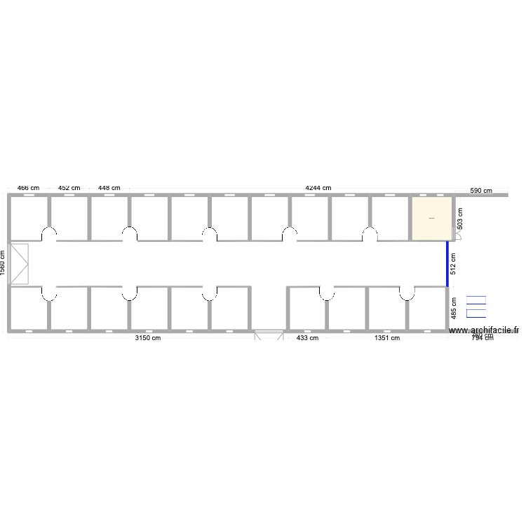 Ecurie Elevage. Plan de 1 pièce et 23 m2