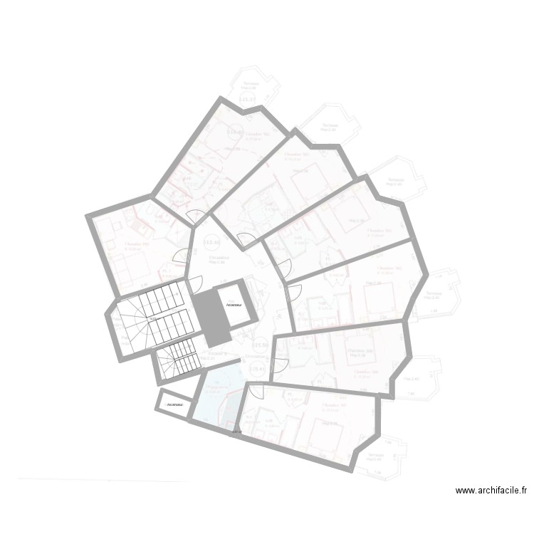 ROB R+3. Plan de 12 pièces et 230 m2