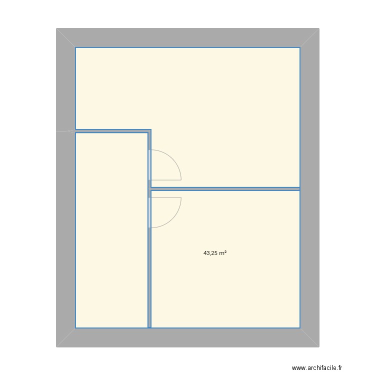 Étage 2. Plan de 1 pièce et 43 m2