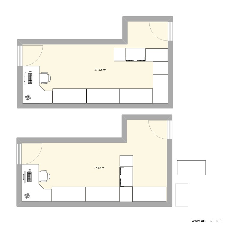 pesage. Plan de 2 pièces et 54 m2