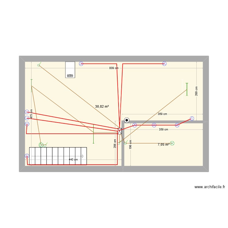 cave elec. Plan de 2 pièces et 38 m2