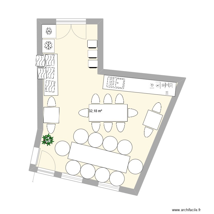 refectoir PEP 83. Plan de 1 pièce et 32 m2