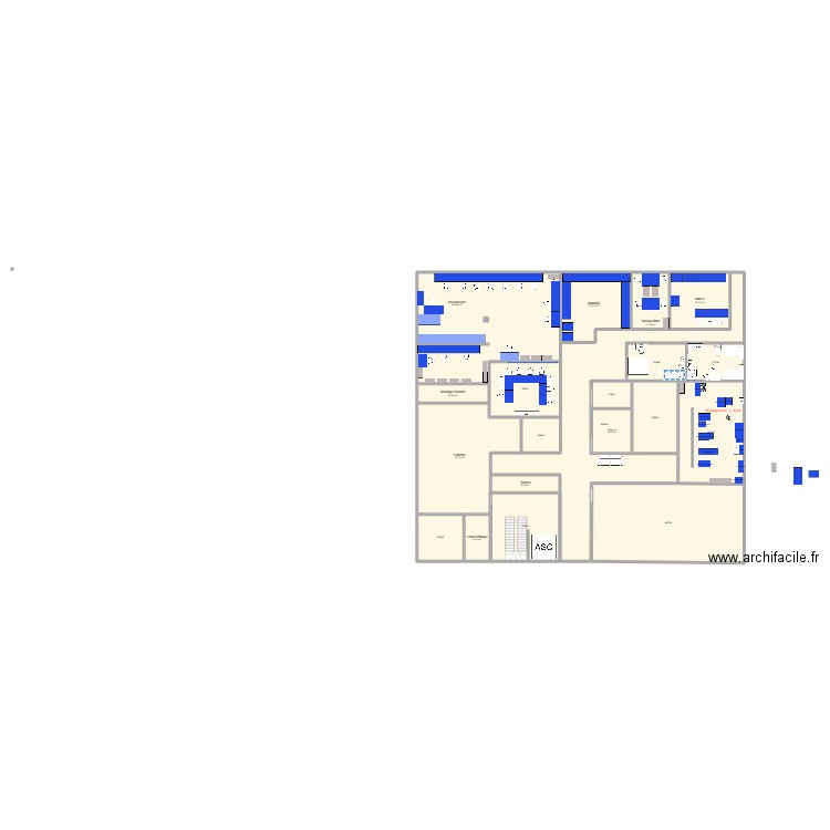 RDC pressing 2025 Option 2 plan au 17.02. Plan de 20 pièces et 750 m2