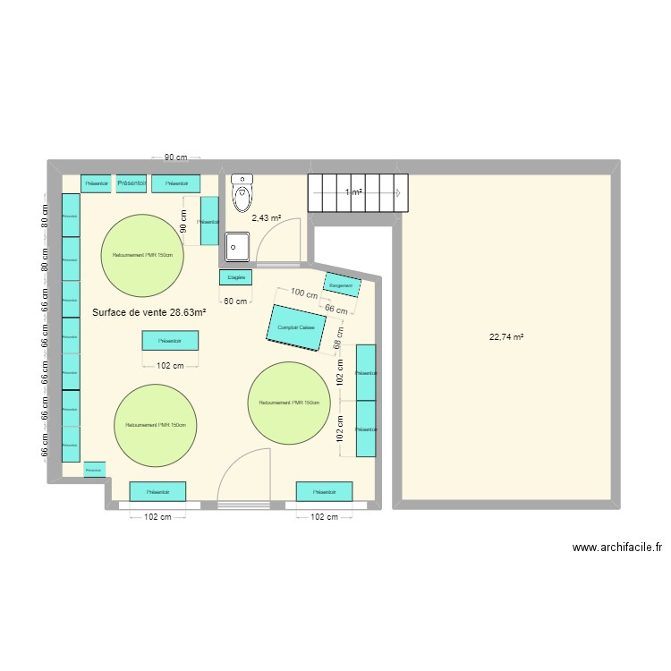 Boutique Mairan. Plan de 4 pièces et 55 m2