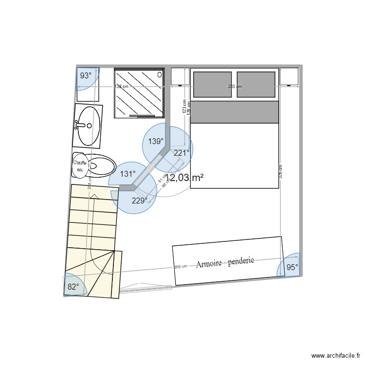 chambre marseillan. Plan de 1 pièce et 12 m2