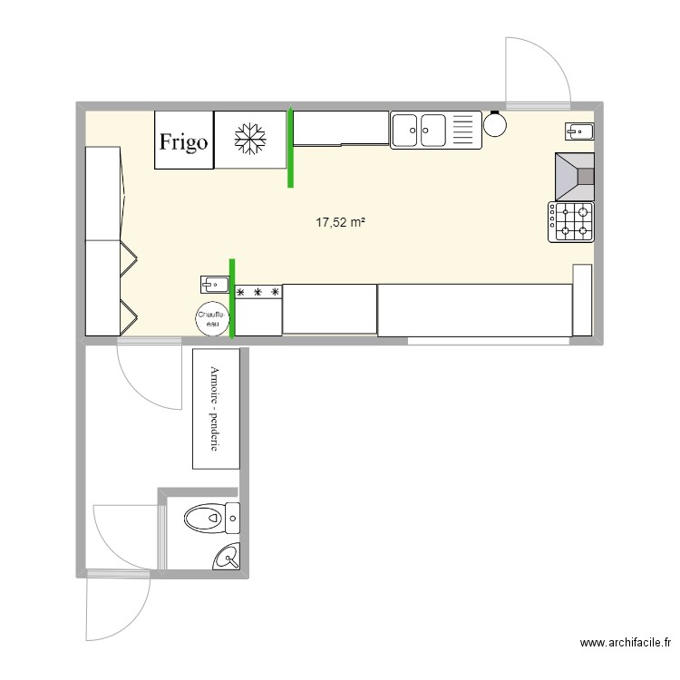 Labo. Plan de 1 pièce et 18 m2