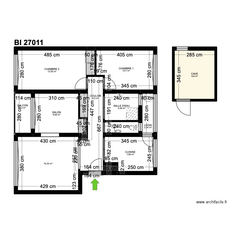 BI 27011. Plan de 17 pièces et 90 m2