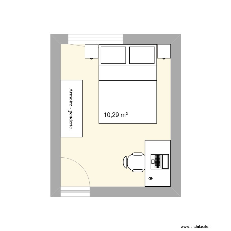 chambreV2. Plan de 1 pièce et 10 m2