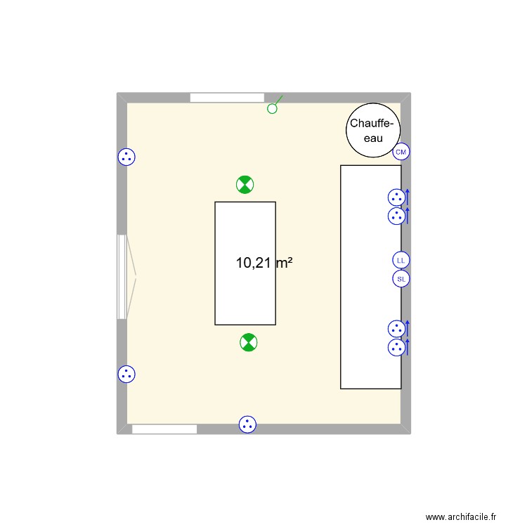 Buanderie. Plan de 1 pièce et 10 m2