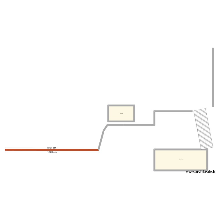 emplacement lumière. Plan de 2 pièces et 52 m2