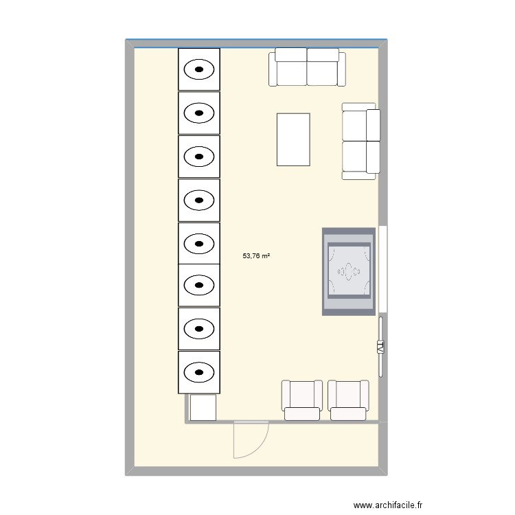 la laverie du 17 février . Plan de 1 pièce et 54 m2