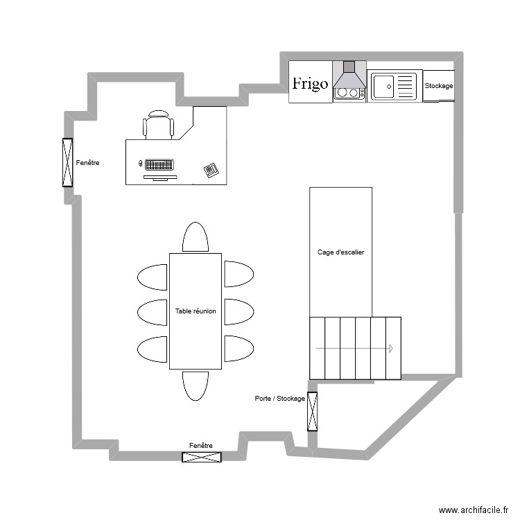 B C RDC. Plan de 0 pièce et 0 m2