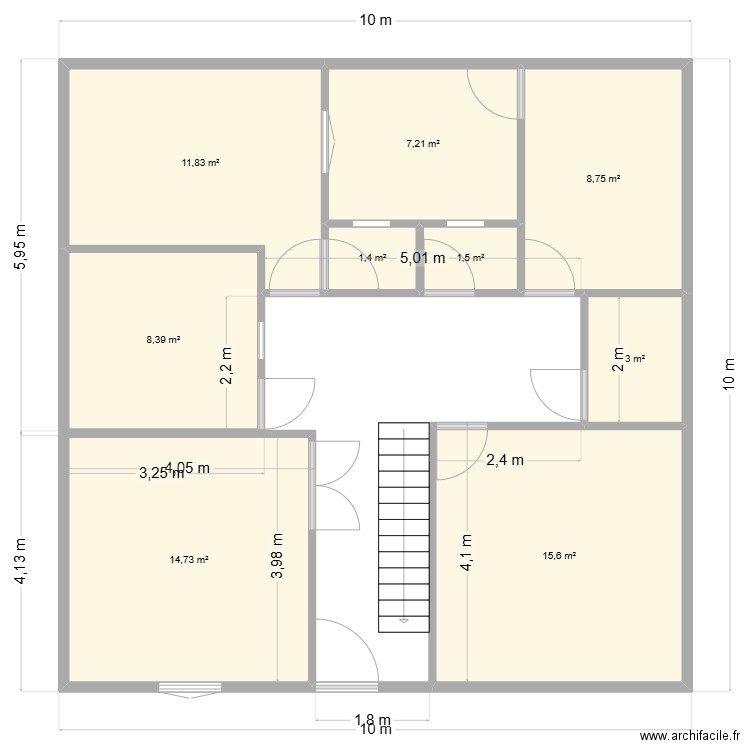 Plan2. Plan de 9 pièces et 72 m2