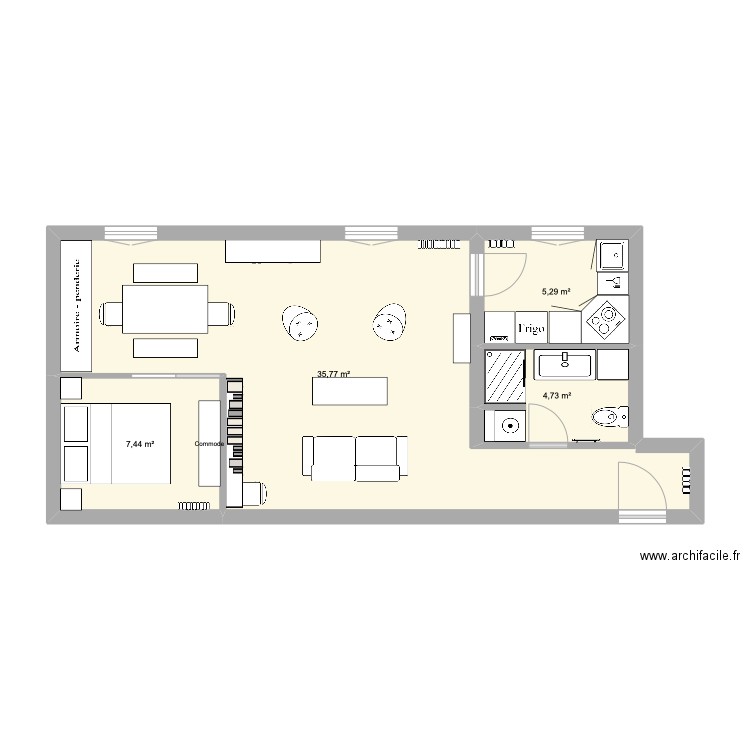 Plan Gabrielle/Louis Technique. Plan de 4 pièces et 53 m2