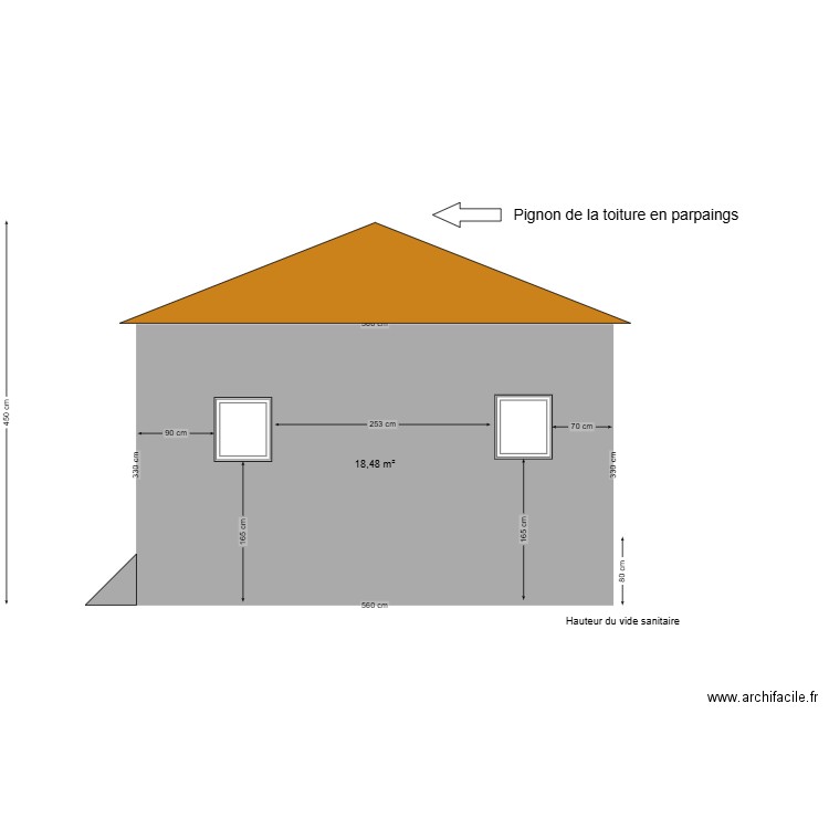 FACADE SUD AVEC TOITURE. Plan de 0 pièce et 0 m2