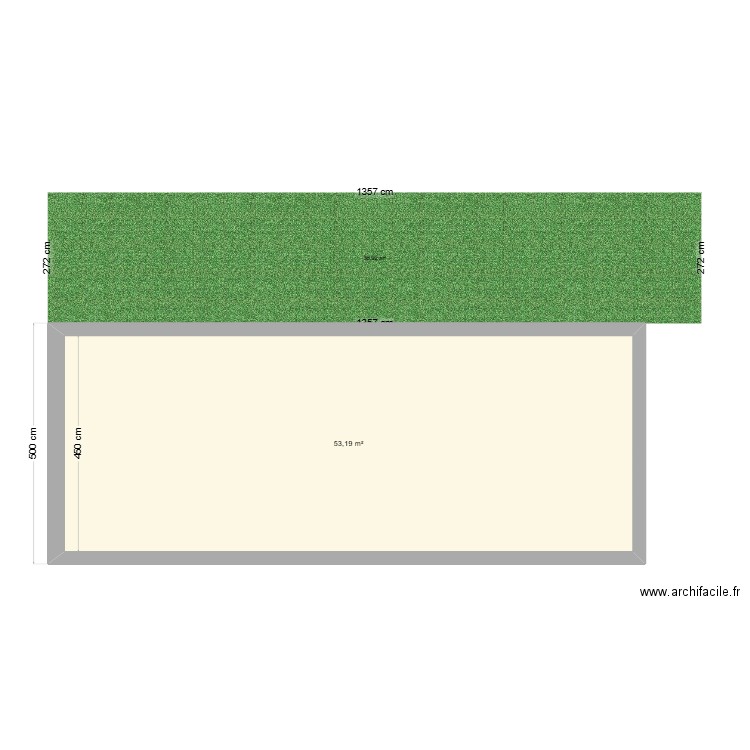 Extension. Plan de 1 pièce et 53 m2