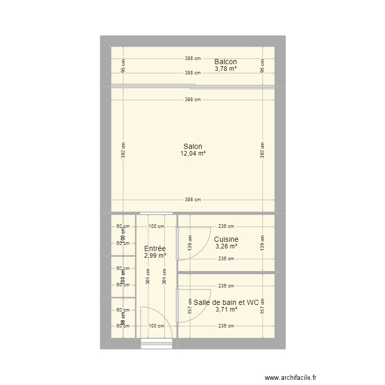 11 passage bullourde. Plan de 8 pièces et 28 m2