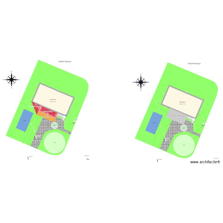 Plan de masse. Plan de 3 pièces et 225 m2