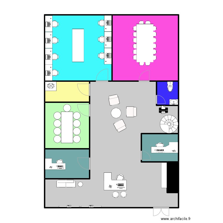 Plan plaza. Plan de 9 pièces et 113 m2