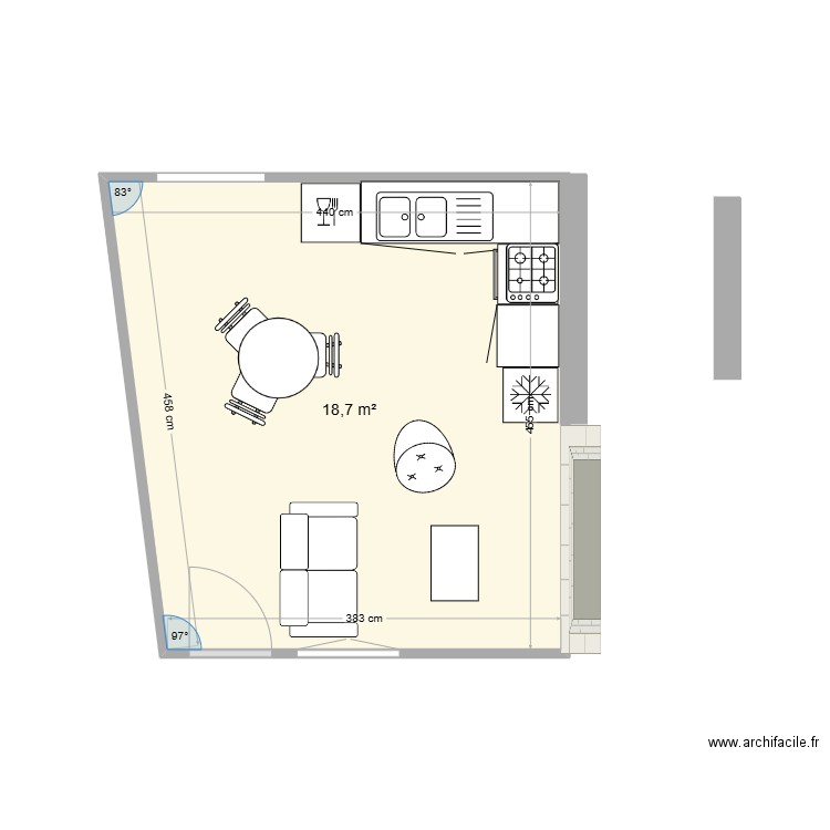 troglo du bas 2. Plan de 1 pièce et 19 m2