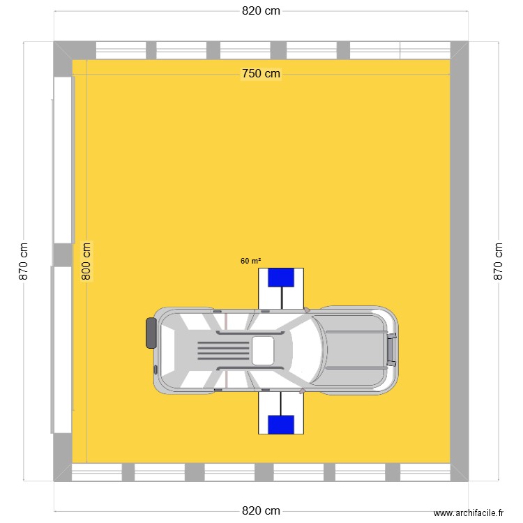 L'atelier 2 d'Hervé. Plan de 1 pièce et 60 m2