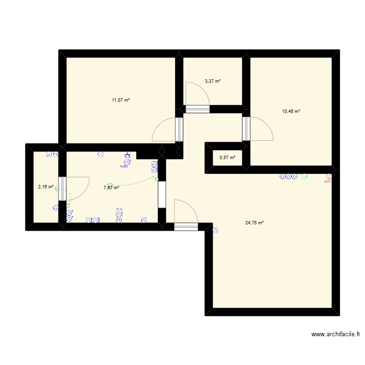 basque pierre. Plan de 8 pièces et 60 m2