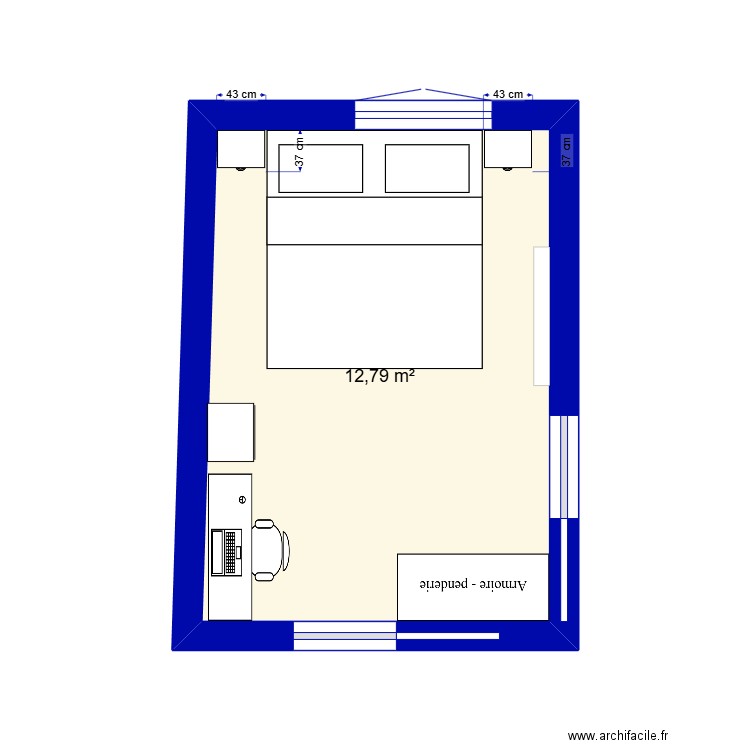 chambre parentale 2. Plan de 1 pièce et 13 m2