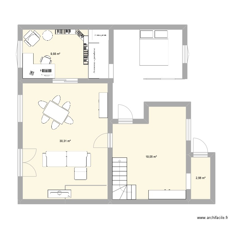 GLSCC. Plan de 4 pièces et 62 m2