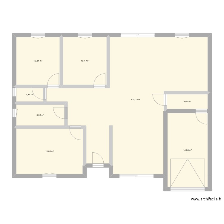 Maison B. Plan de 8 pièces et 123 m2