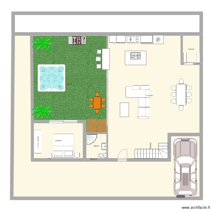 casa Refugio. Plan de 13 pièces et 307 m2