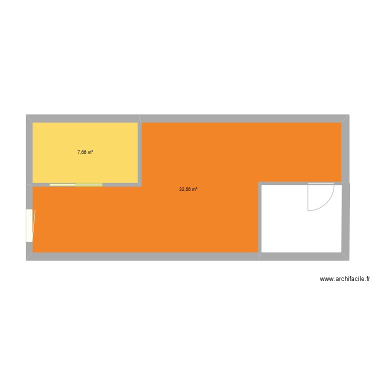 les Omaux T1 Bis. Plan de 2 pièces et 40 m2